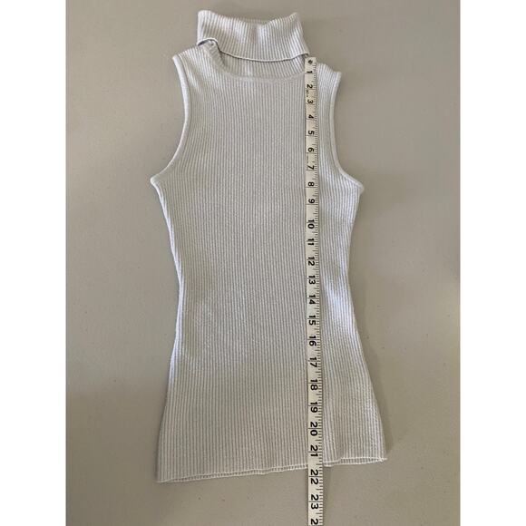 Bebe White Silver Metallic Sleeveless Turtleneck Shirt Tank Top M Y2K Futuristic - Picture 7 of 10